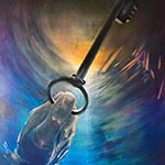 TABLEAU ÉNIGME Quand al-mar s'allie à la fibule de Preneste, les ténèbres resplendissent - 146 cm x 114 cm - Acrylique sur toile de Michel BECKER
